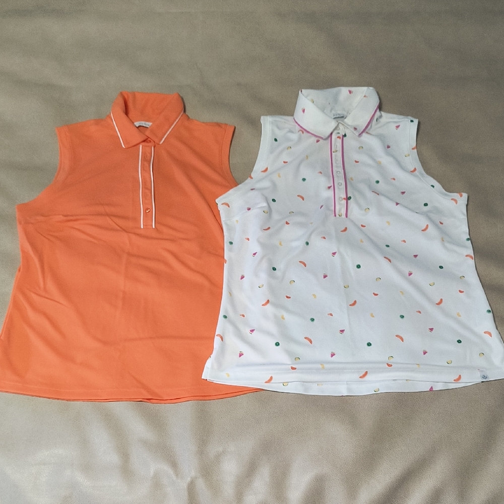 BUNDLE of Women's golf Orange and White Sleeveless and polo Shirts